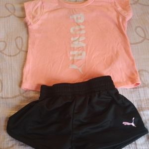 Pink and black short puma set